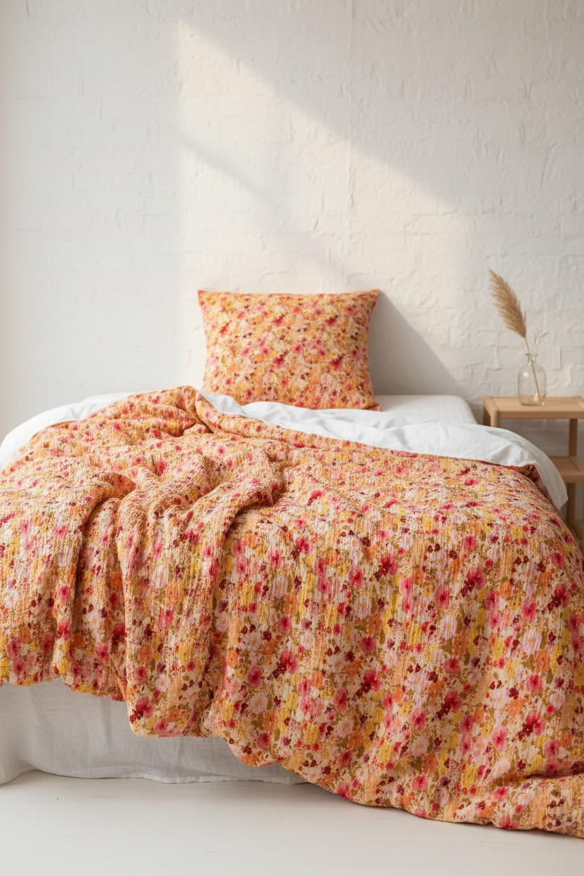 Musselin Bettwäsche Blumenmuster 135x200 aus Bio-Baumwolle – Zeit fürs Bett