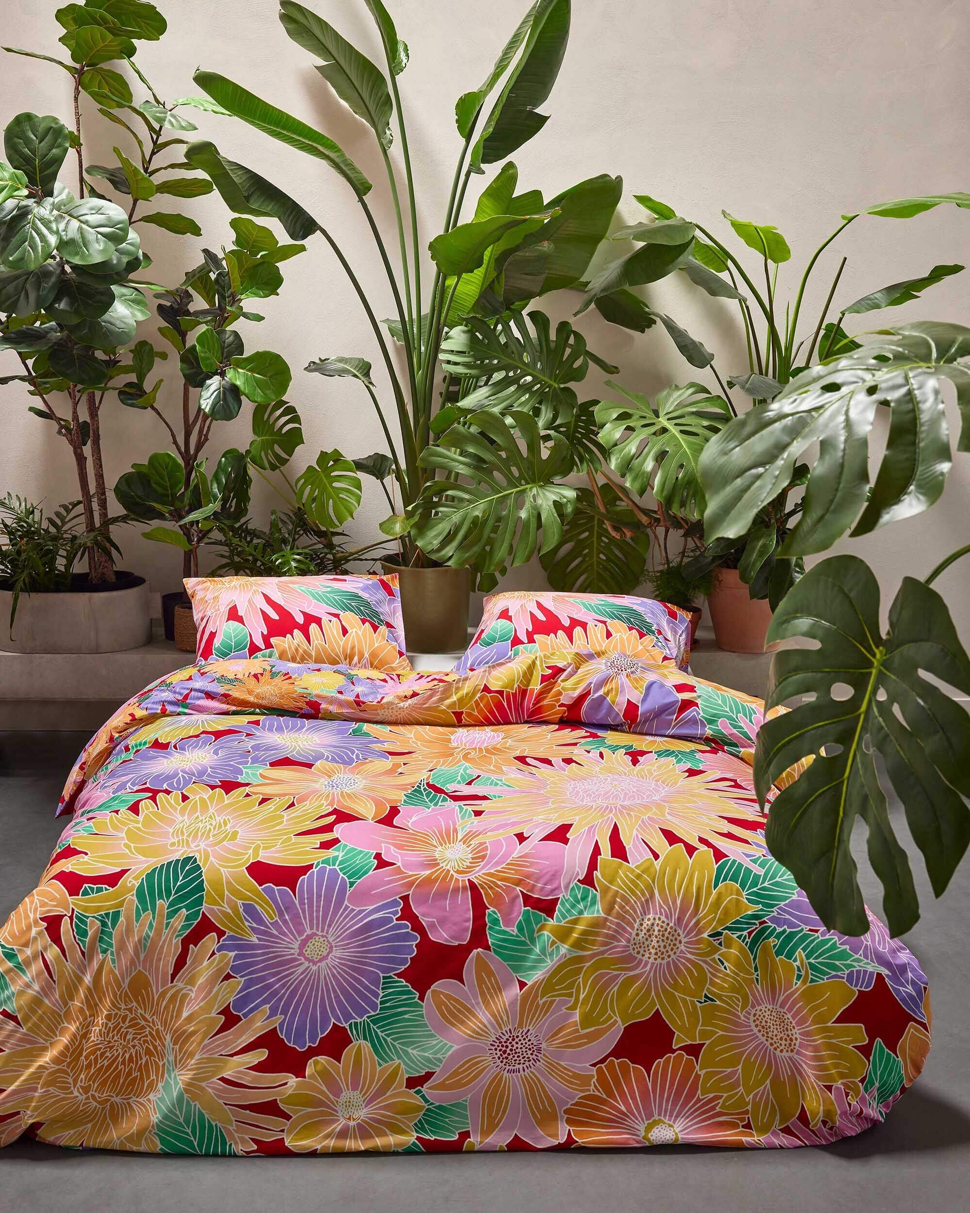 Perkal Bettwäsche 135x200 mit Dahlien aus Bio-Baumwolle – Zeit fürs Bett